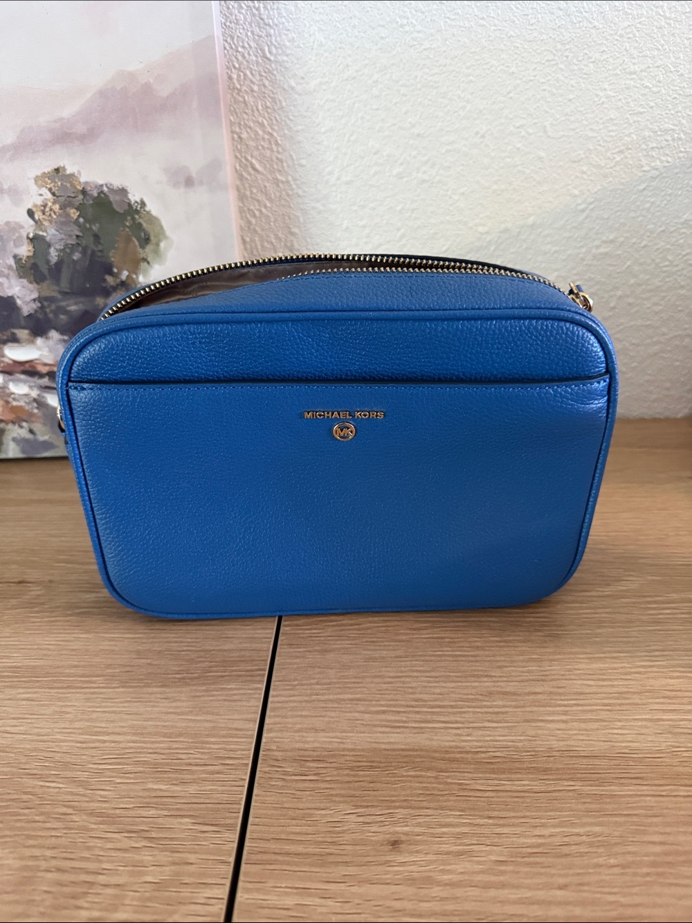Michael Kors Electric Blue Pebbled Leather Crossbody
